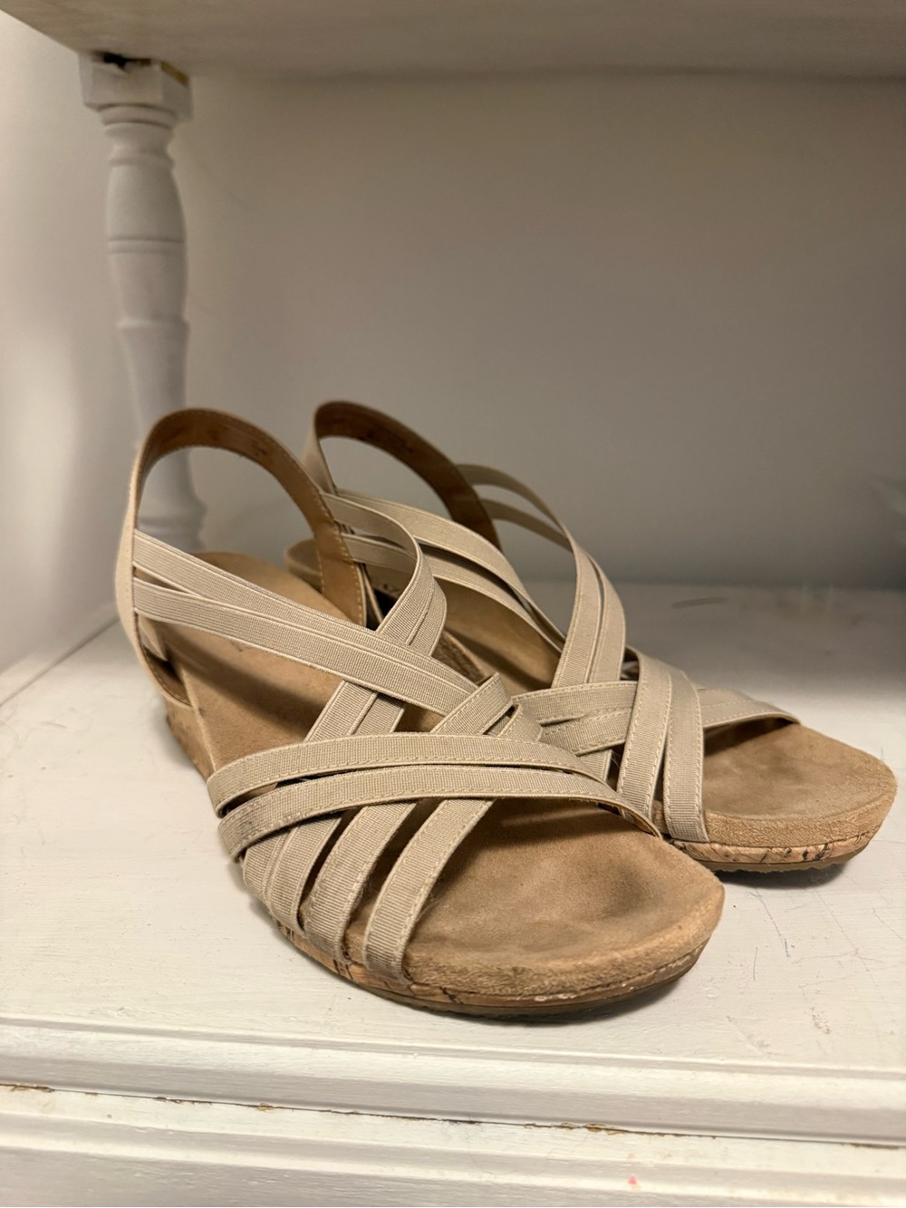 Life Stride Beige Strappy Slingback Sandals